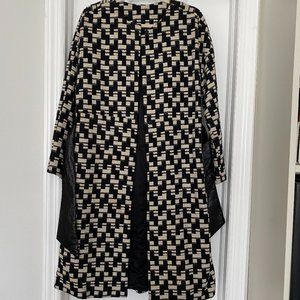 Anna Sui Wool Coat in Black/White Pattern